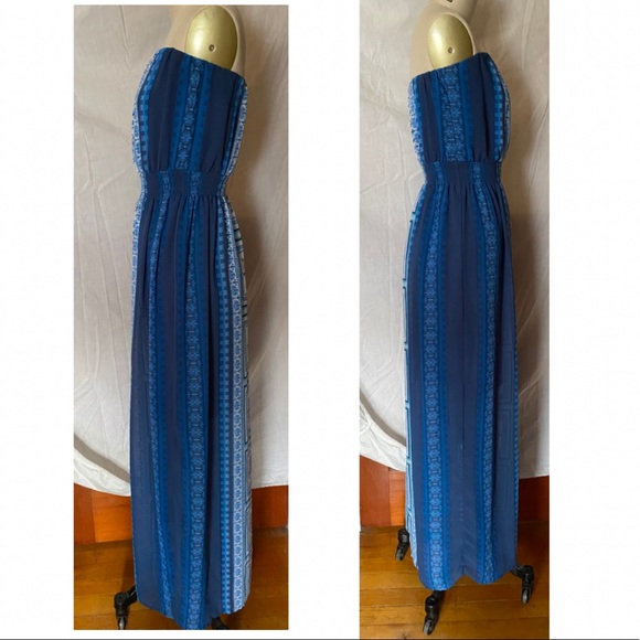 Maurices Strapless Blue Maxi Dress size S - Picture 2 of 8